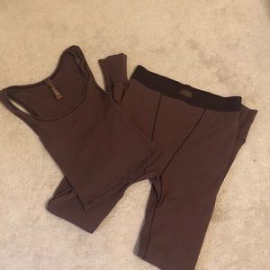 Skims cotton rib outfit in garnet